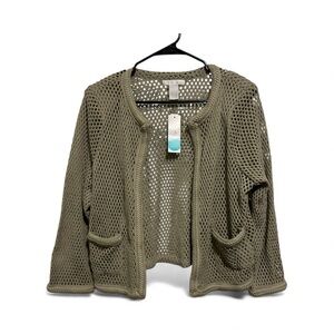 Women's Open Knit Sweater - Olive Green